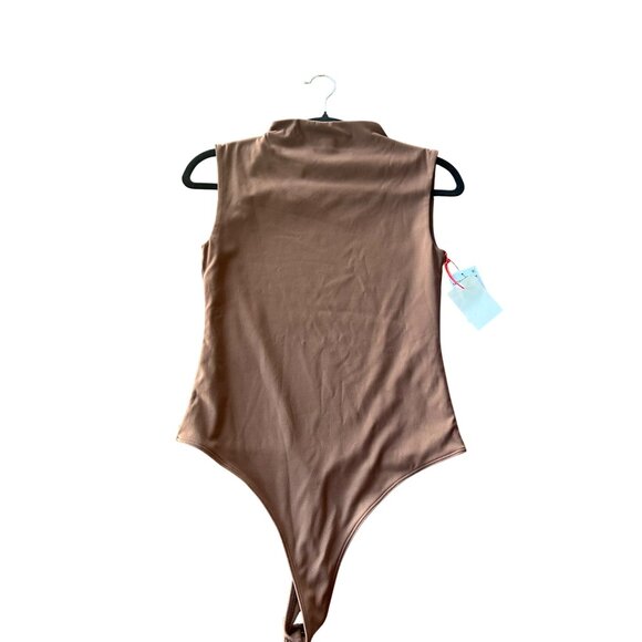 Open Edit Brown Sleeveless Mock Neck Bodysuit Womens S Nordstrom Soft Stretchy F - Picture 4 of 8